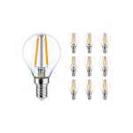 Mehrfachpackung 10x Lustre LED E14 Kugel Fadenlampe Klar 2.5W 250lm - 822-827 Dim To Warm | Dimmbar - Ersatz Für 25W